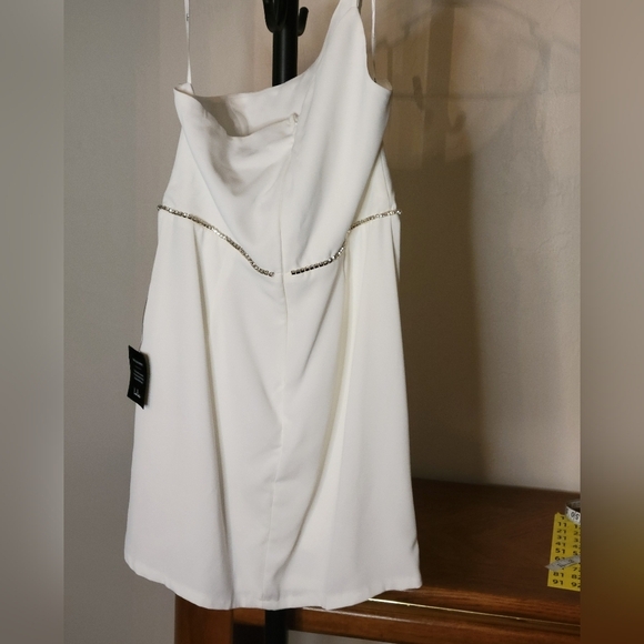Women’s Lulus Brilliant Bliss White Rhinestone One-Shoulder Tulip L Mini Dress - Picture 9 of 12